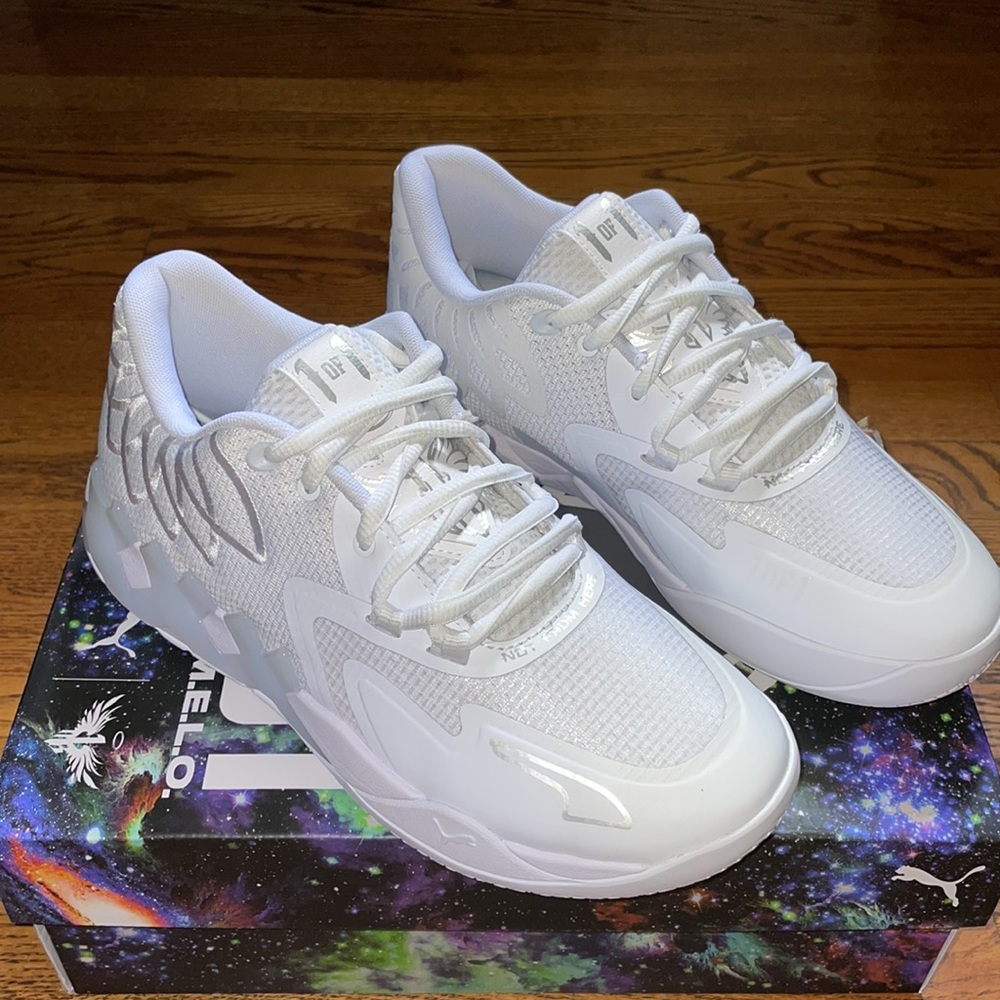 LaMelo Ball PUMA MB 01 Low Triple White, Size 8M
